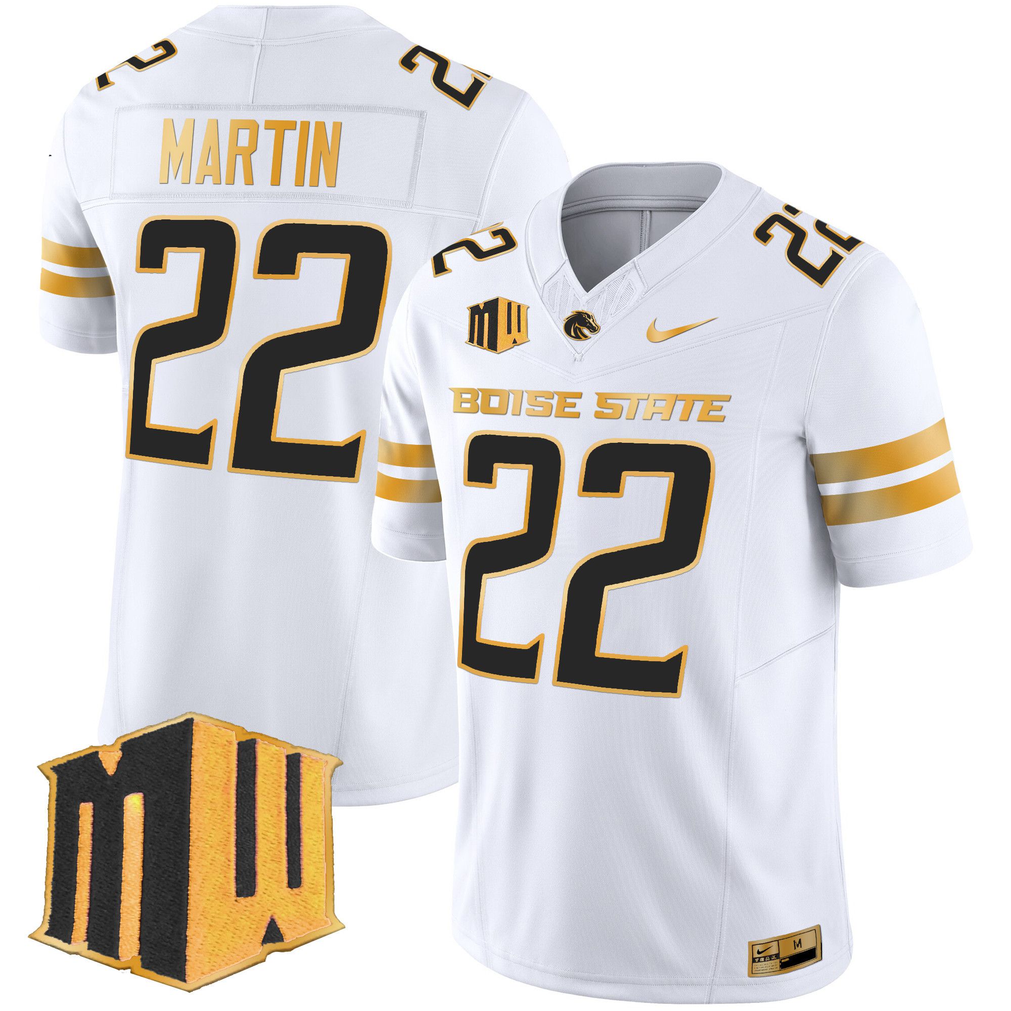 Men Boise State Broncos 22 Martin White Nike 2024 Gold Vapor Limited NCAA Jersey